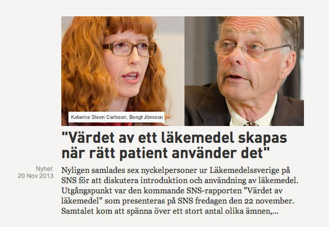 ”Värdet av ett läkemedel skapas när rätt patient använder det”